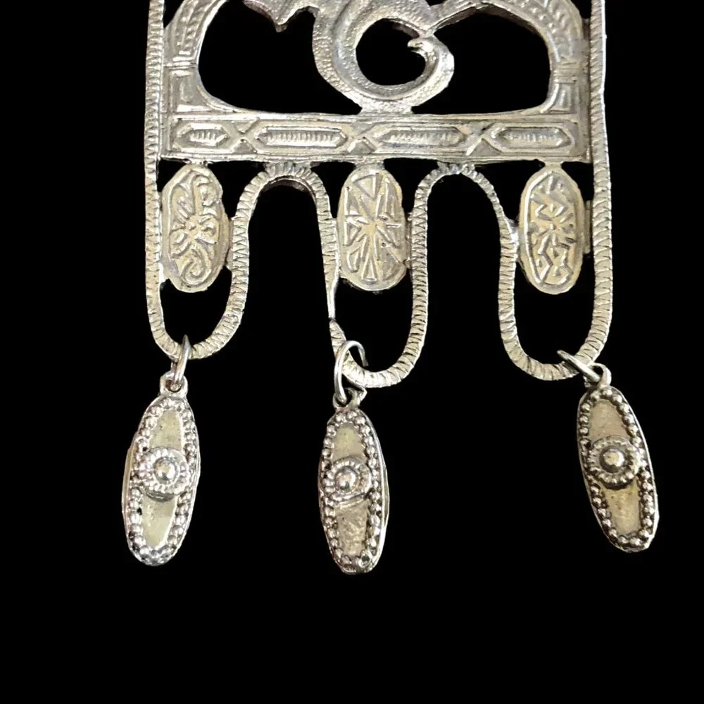Lizard Pendant‎ Silver Tone Asian Inspired Dragon Iguana Necklace